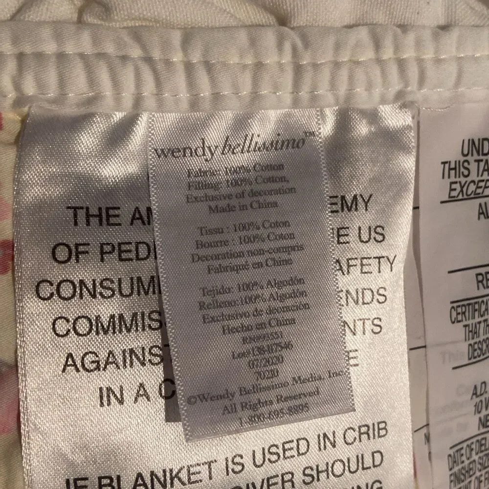 Wendy Bellissimo Floral Quilted Crib Blanket with Ruffle Edges